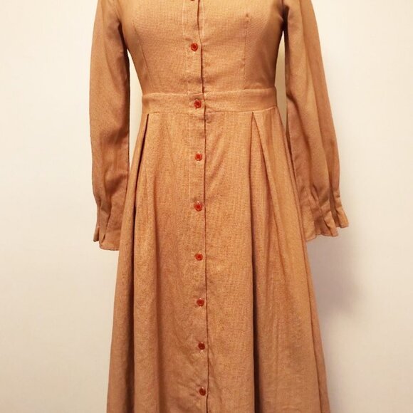 Vintage BOHO Cottagecore Long Sleeve Fit& Flare button down Gingham Shirt Dress - Picture 3 of 16